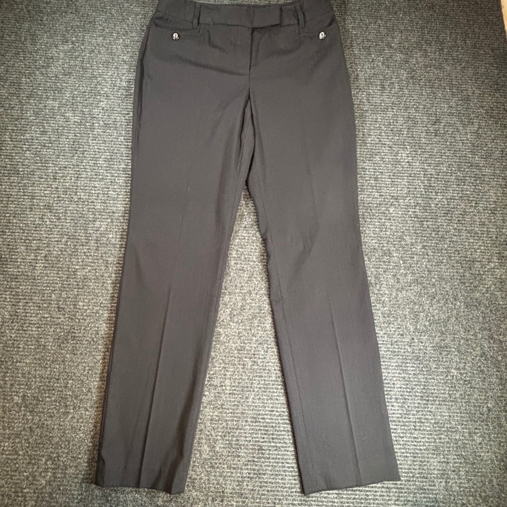 Rafaella Black Straight Leg Dress Pants Womens 10 Herringbone Texture Stretch